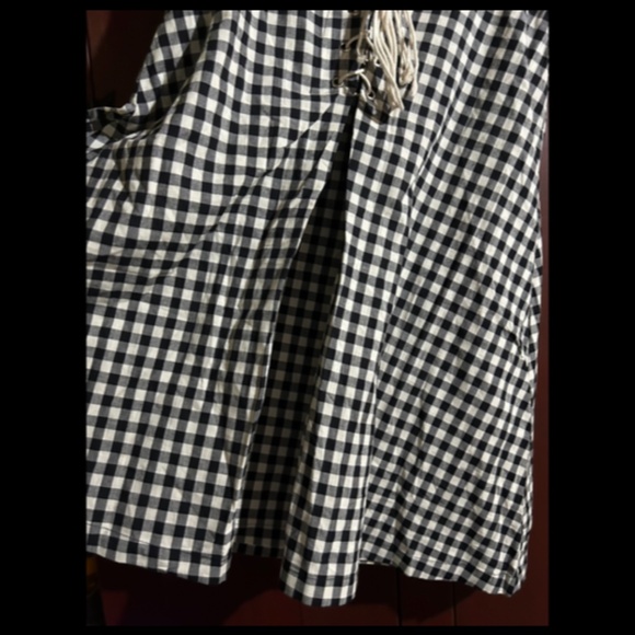 NWOT Eva Franco x Anthropologie Gingham Lace-Up Midi Skirt Black, White Size L - Picture 8 of 16